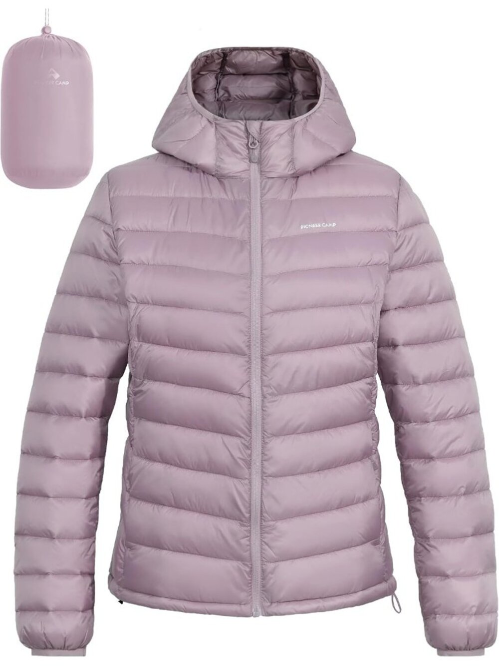 Women's Grayish Purple Packable Puffer Jacket Winter Lightweight Quilted Coat